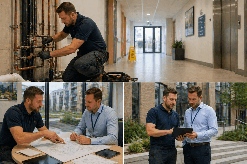 Building maintenance collaboration in progress